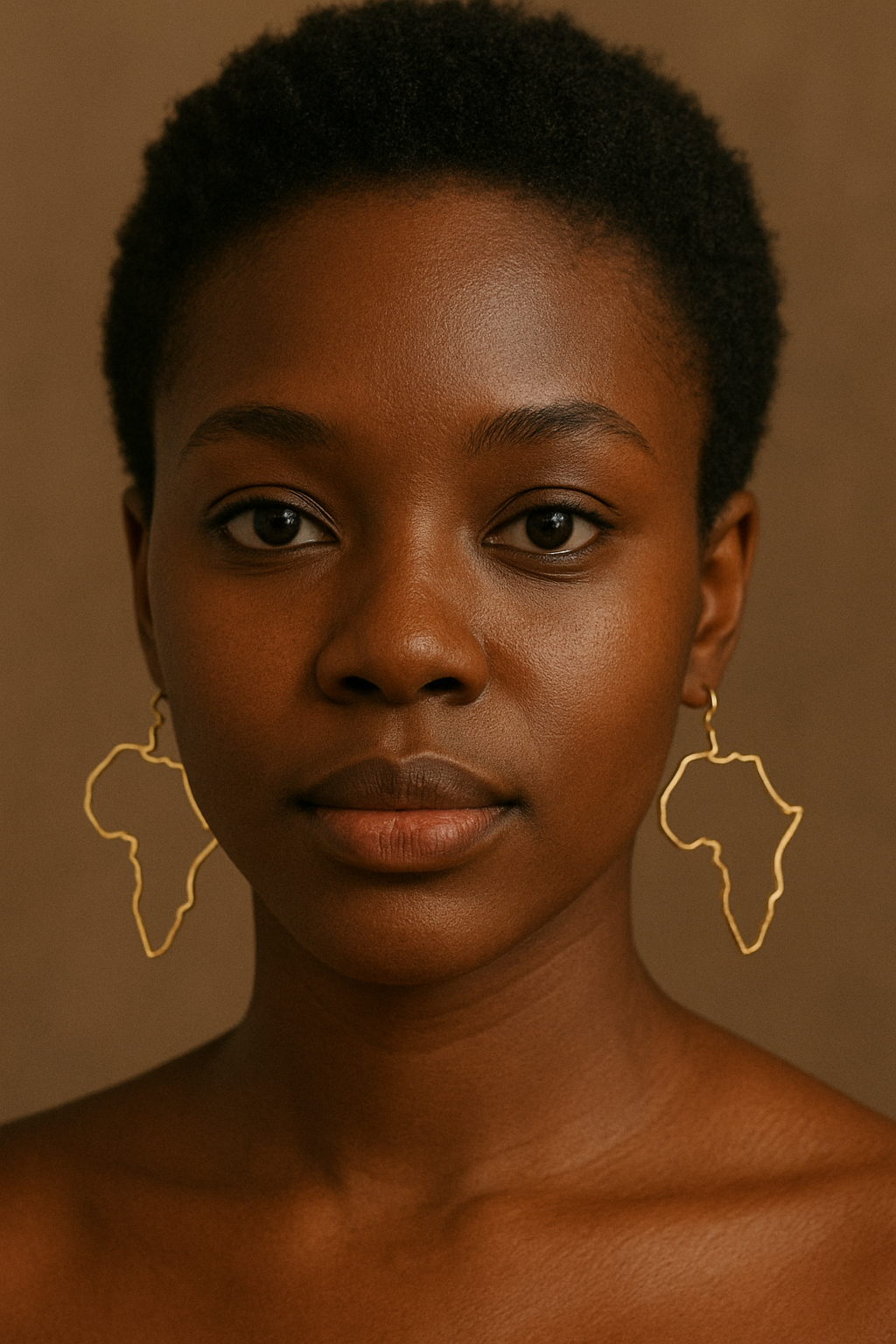 Brass Africa continent Earrings