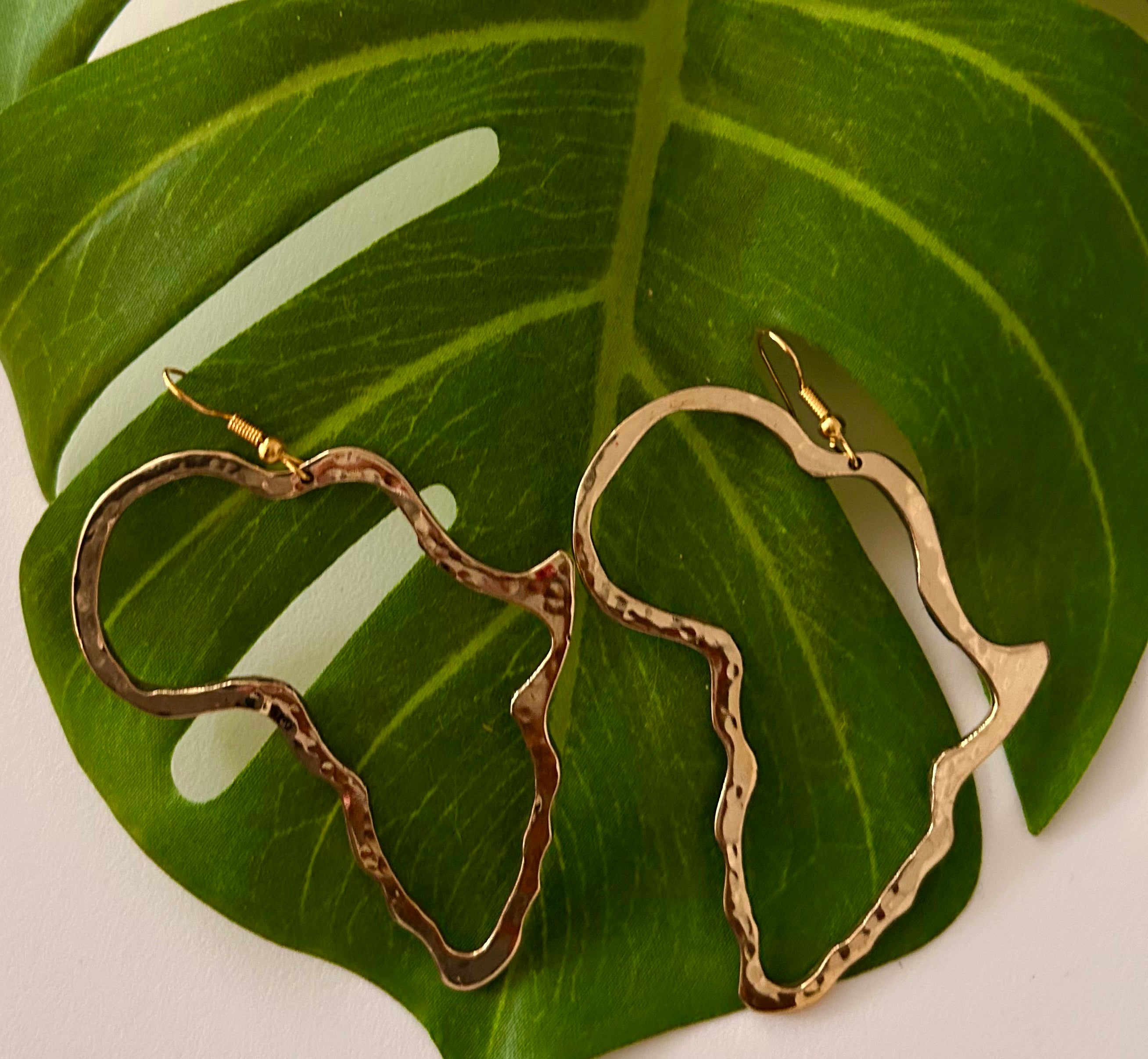 Brass Africa continent Earrings