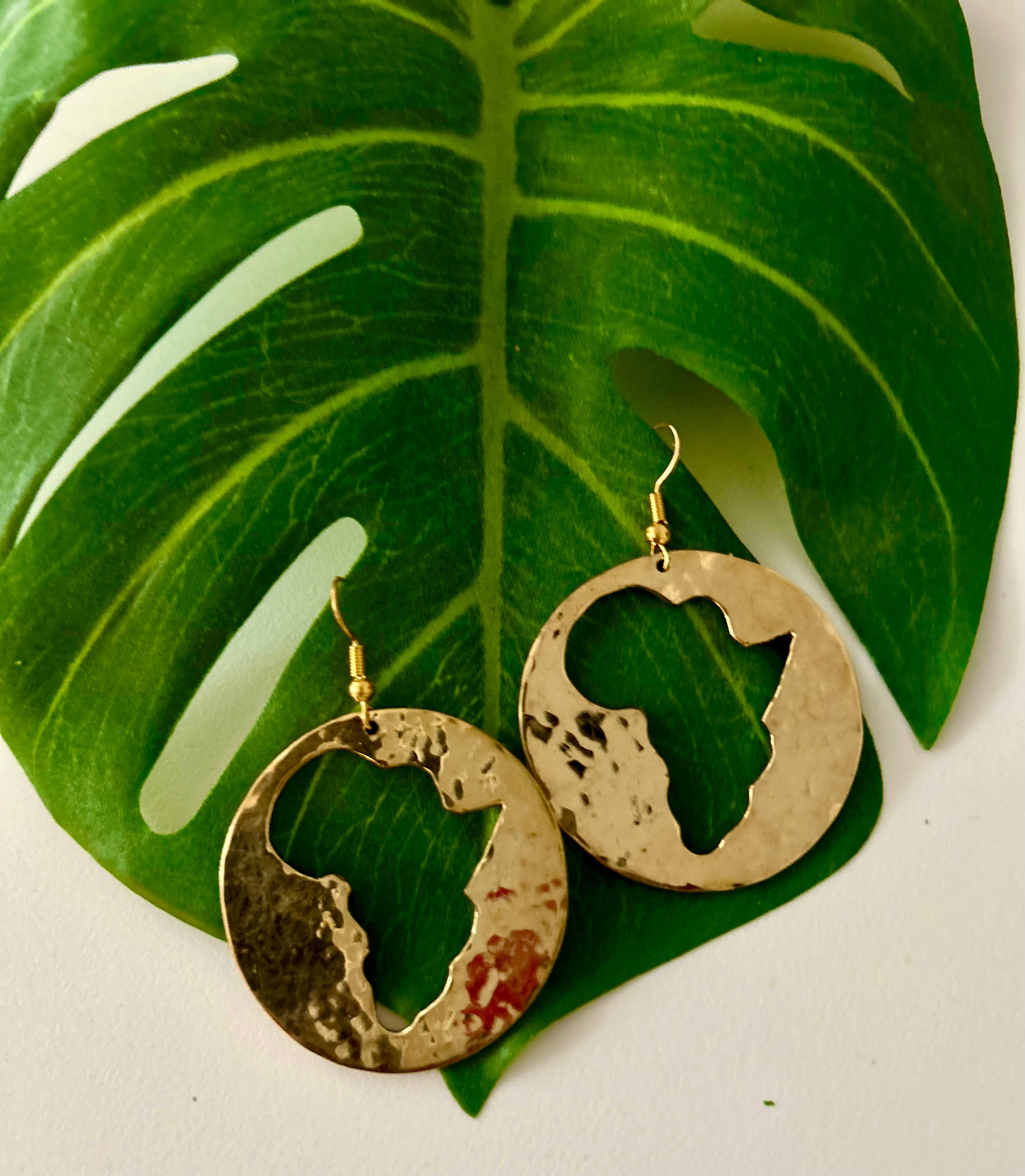 Brass Africa Circular Earrings