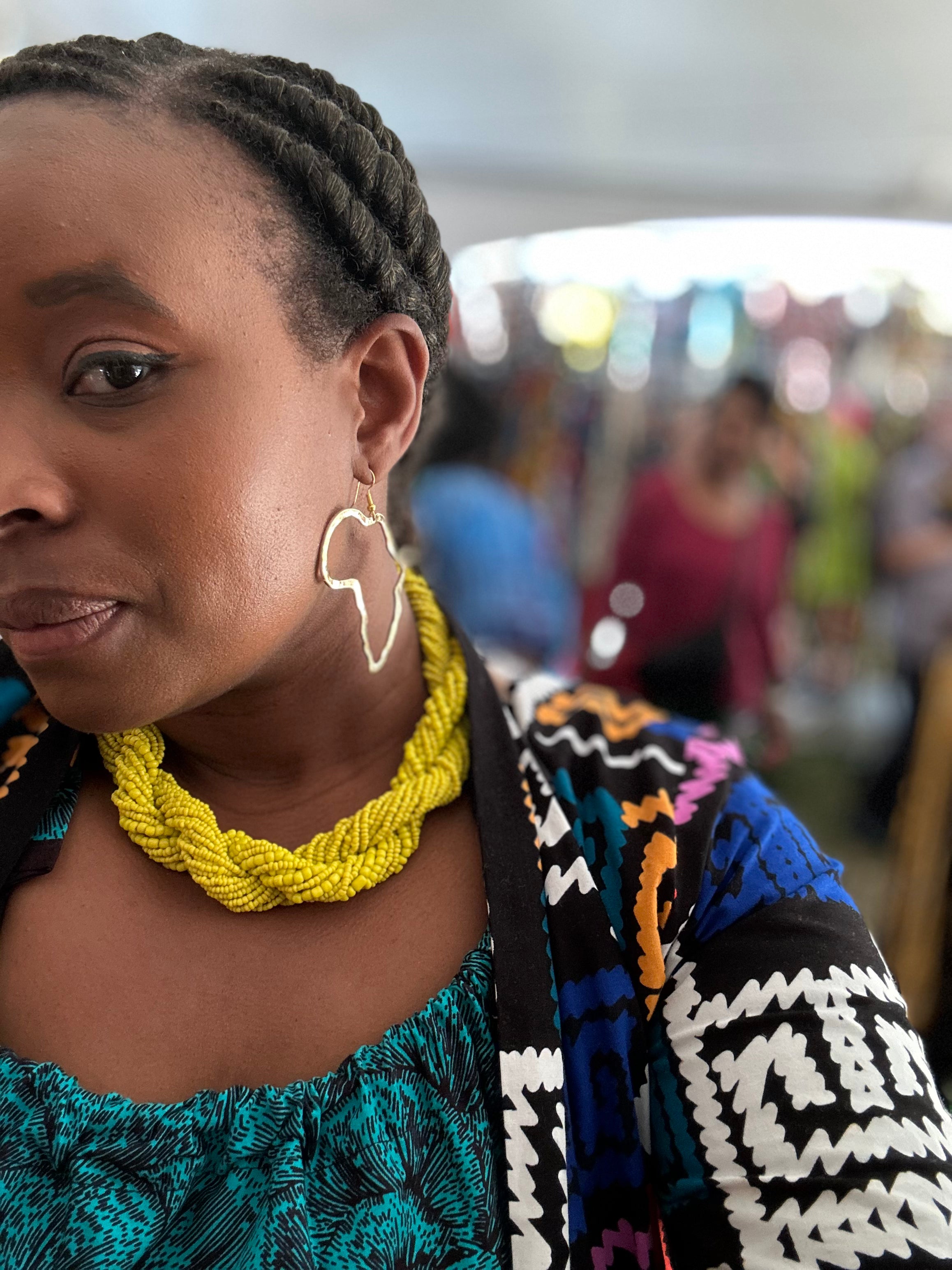 Brass Africa continent Earrings